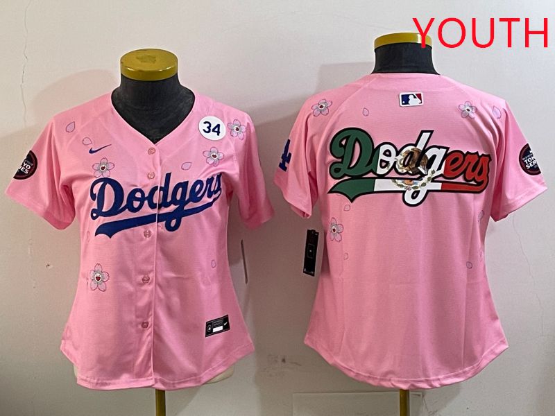 Youth Los Angeles Dodgers Blank Pink Sakura Edition 2025 Nike MLB Jersey style 11